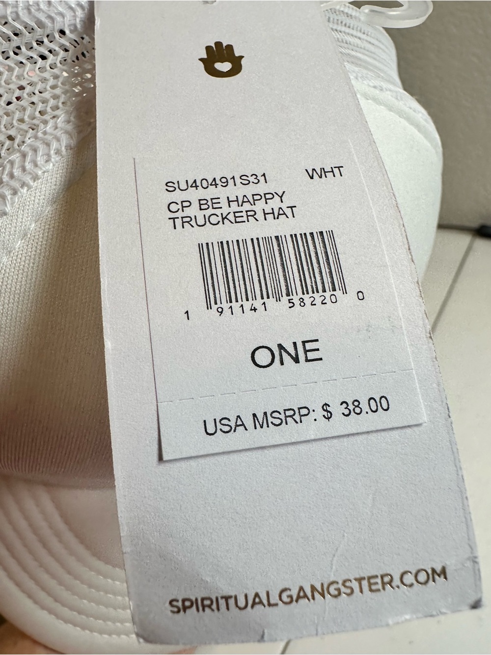 NWT Spiritual Gangster X Club Pilates White Trucker Hat “Don’t Over Think It” - Picture 4 of 6